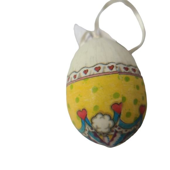 Vintage Paper Mache Bunny Shaped Easter Eggs Lot of 3 with Ties Decor Holiday - Picture 8 of 14